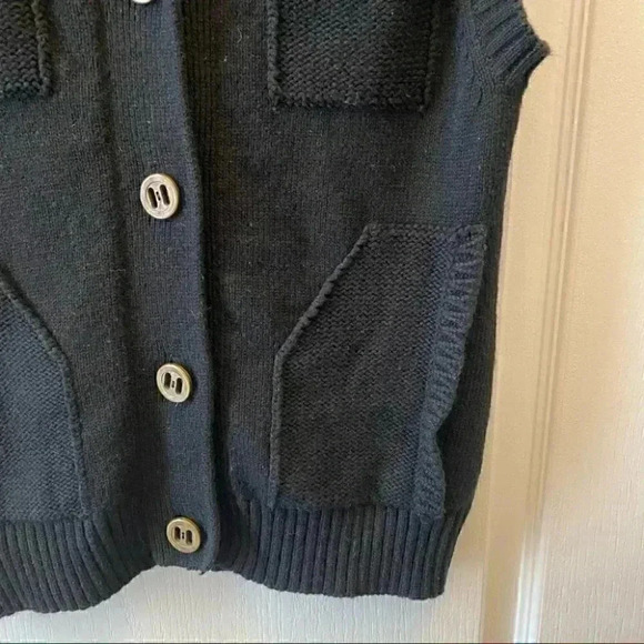 Pulse Sweater Vest Wool Cashmere Black Button Front Sleeveless Knit Size  Small - Picture 7 of 16